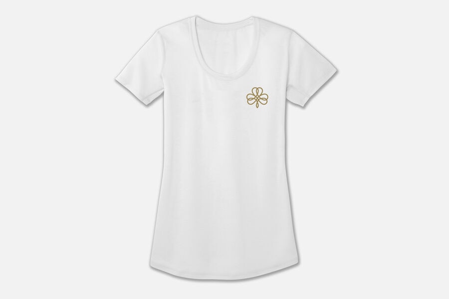 Brooks Women's Distance Graphic Tee Tops White/St. Patrick's Day ( YAFVU0245 )